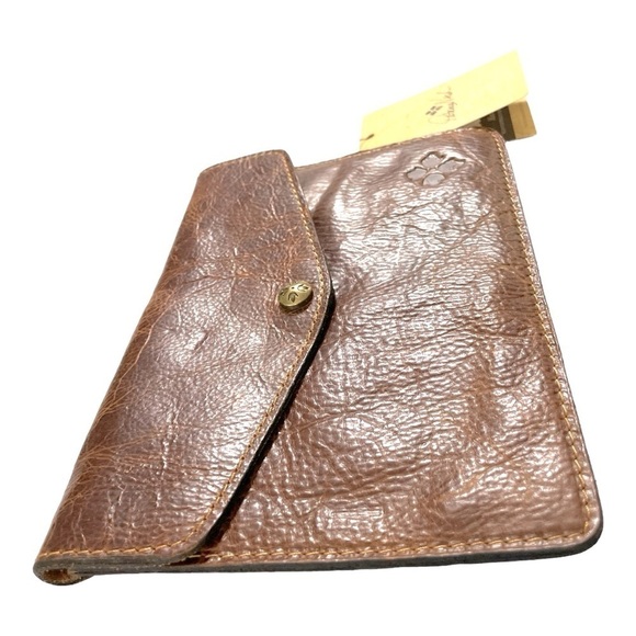 Patricia Nash Midi Leather iPad Case Clutch Brown Cognac Vintage Style - Picture 7 of 11